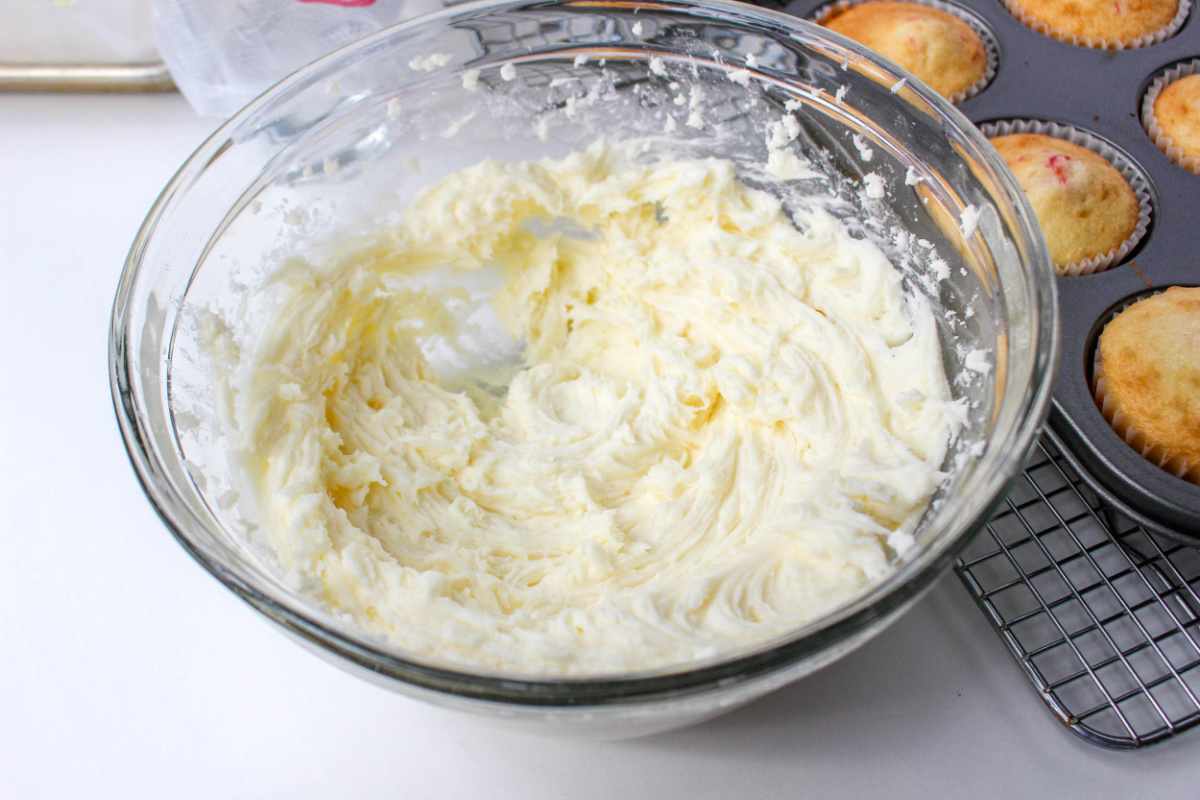 frosting whipped in a bowl