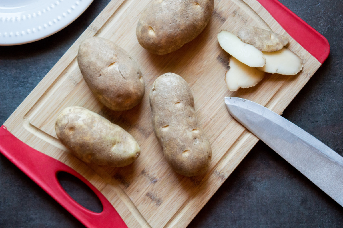 bottoms of potatoes sliced off the bottom