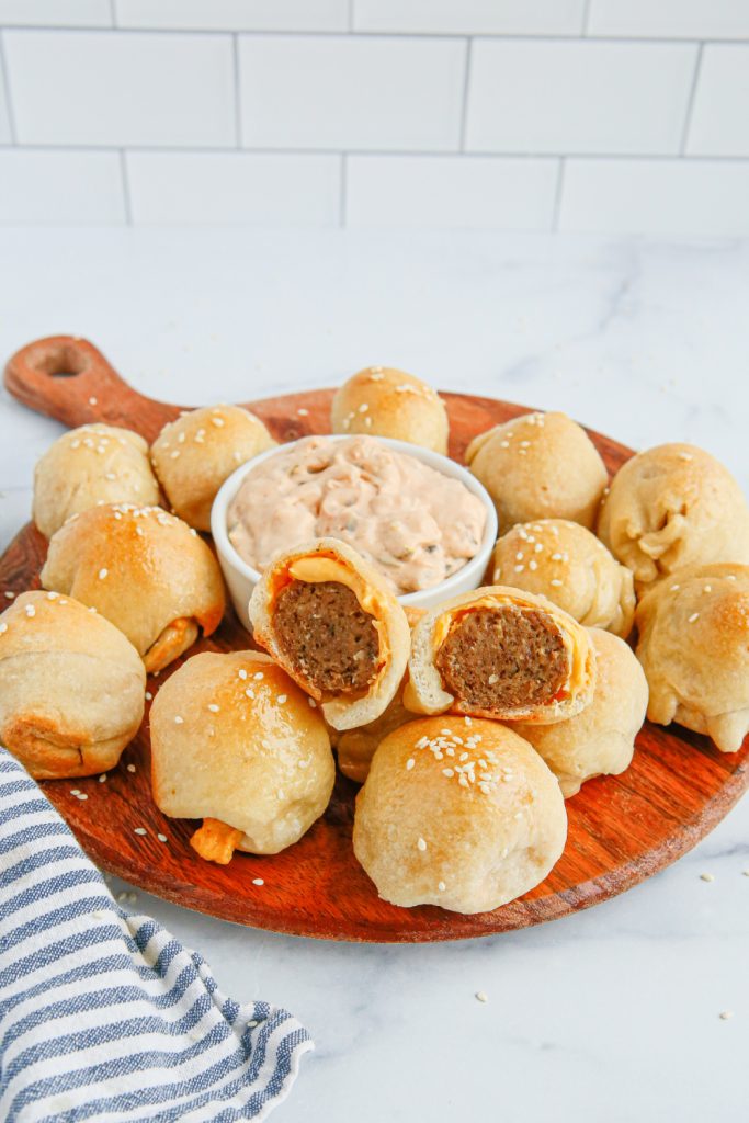 Cheeseburger Meatball Bombs on a plater