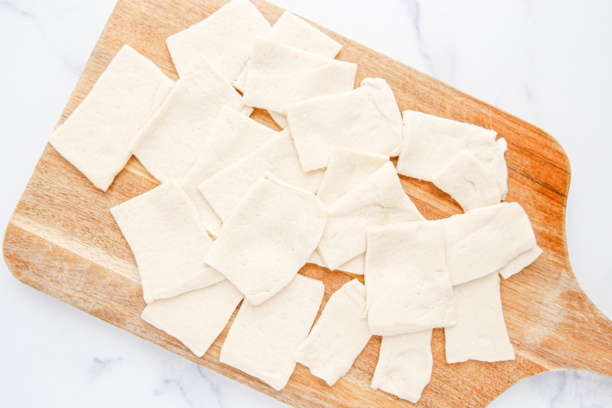 dough cut into rectangles