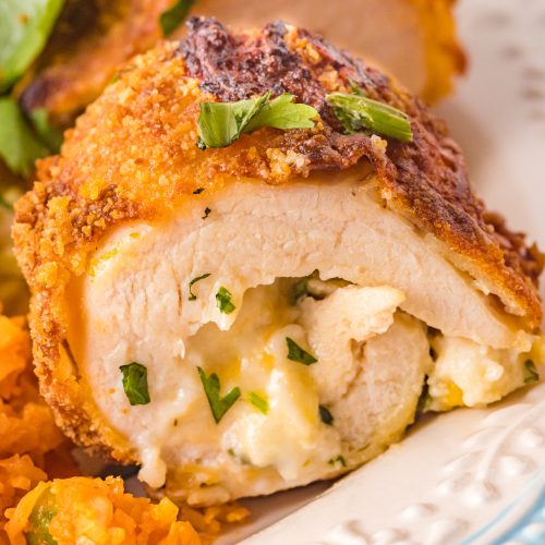 Air Fryer Stuffed Chicken Rolls on a plate