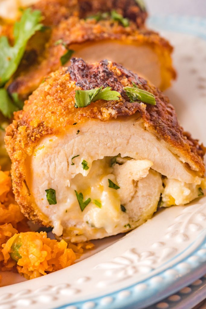 Air Fryer Stuffed Chicken Rolls on a plate