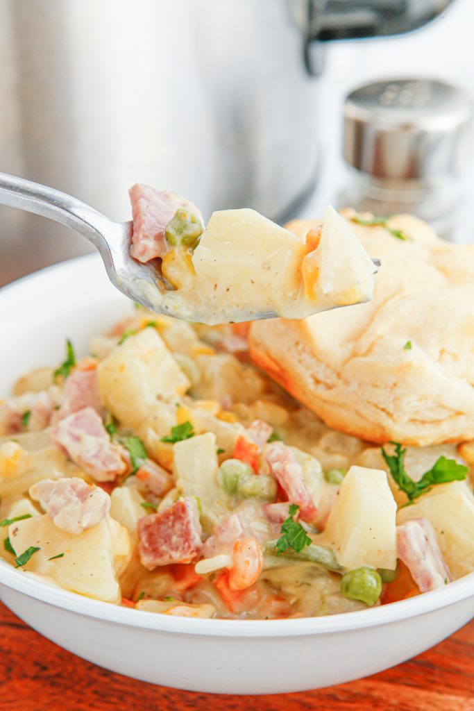 Slow Cooker Ham Pot Pie in a bowl