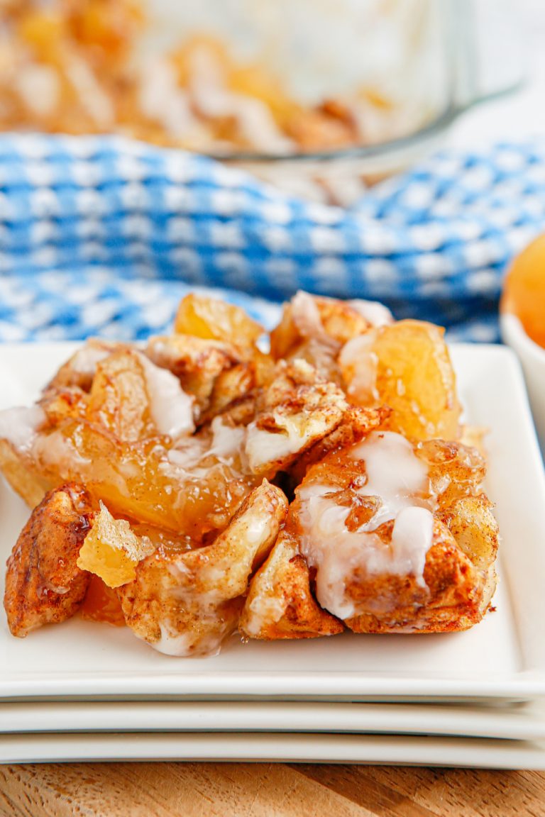 Apple Cinnamon Roll casserole on a plate