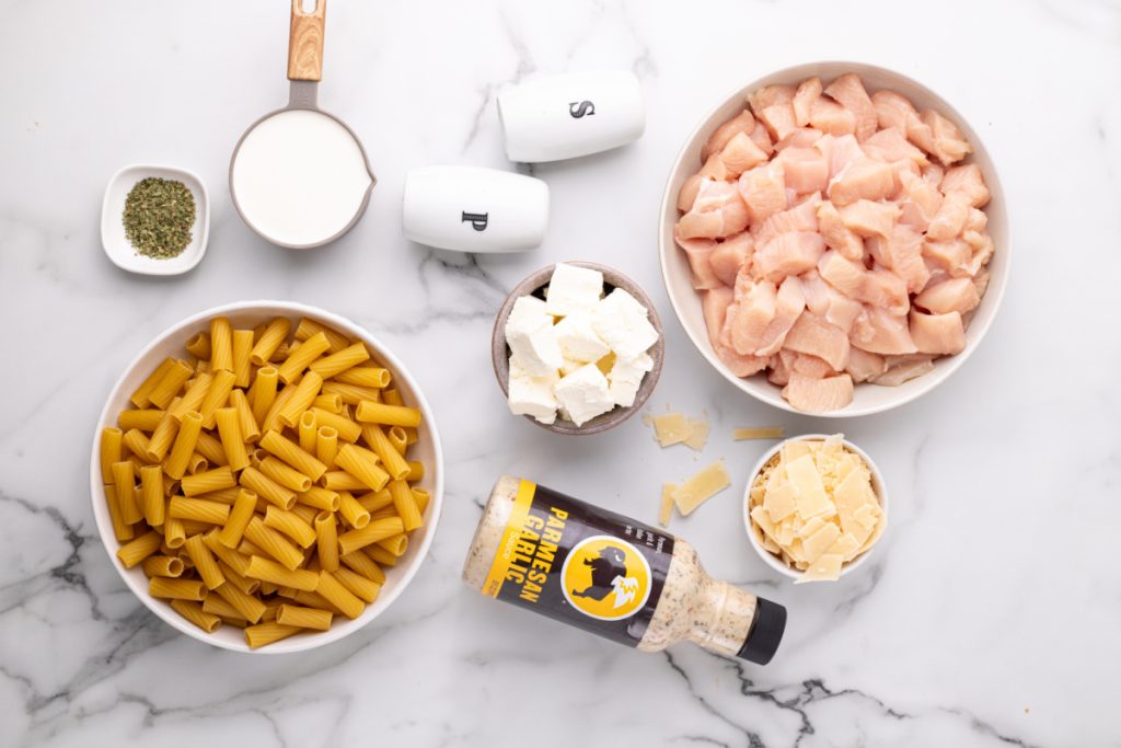 ingredients for Slow Cooker Garlic Parmesan Chicken and Pasta