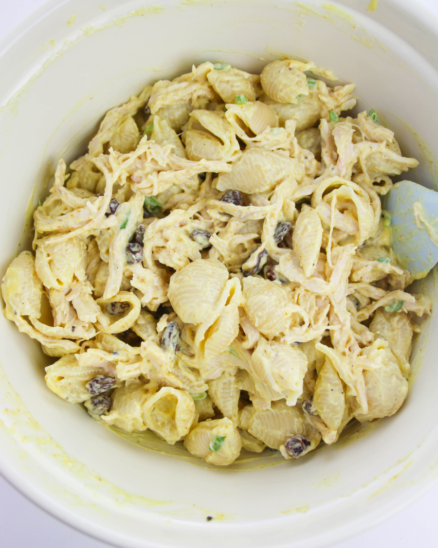 bombay curry chicken salad in a bowl