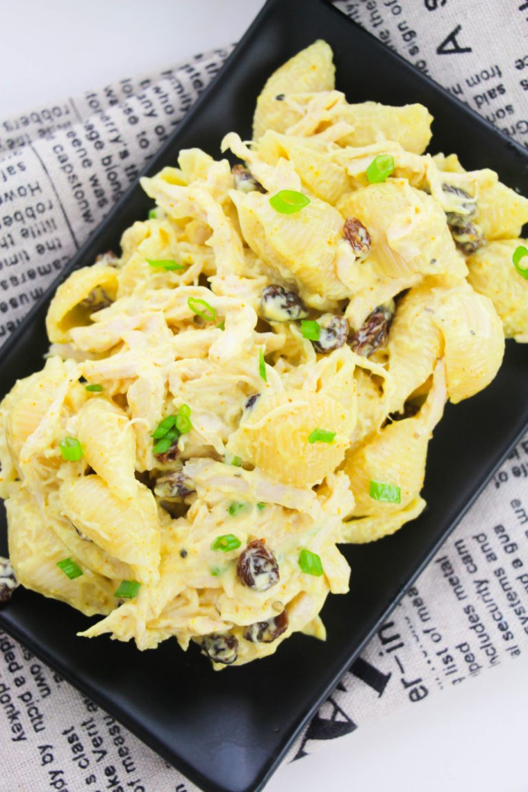 Bombay curry chicken salad on a plate
