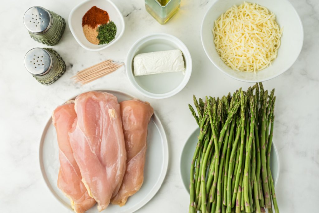 ingredients for Creamy Asparagus Stuffed Chicken Breast