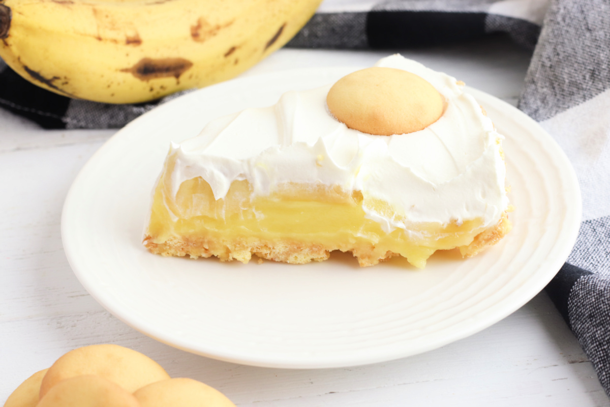pieces of banana pudding pie on a plate