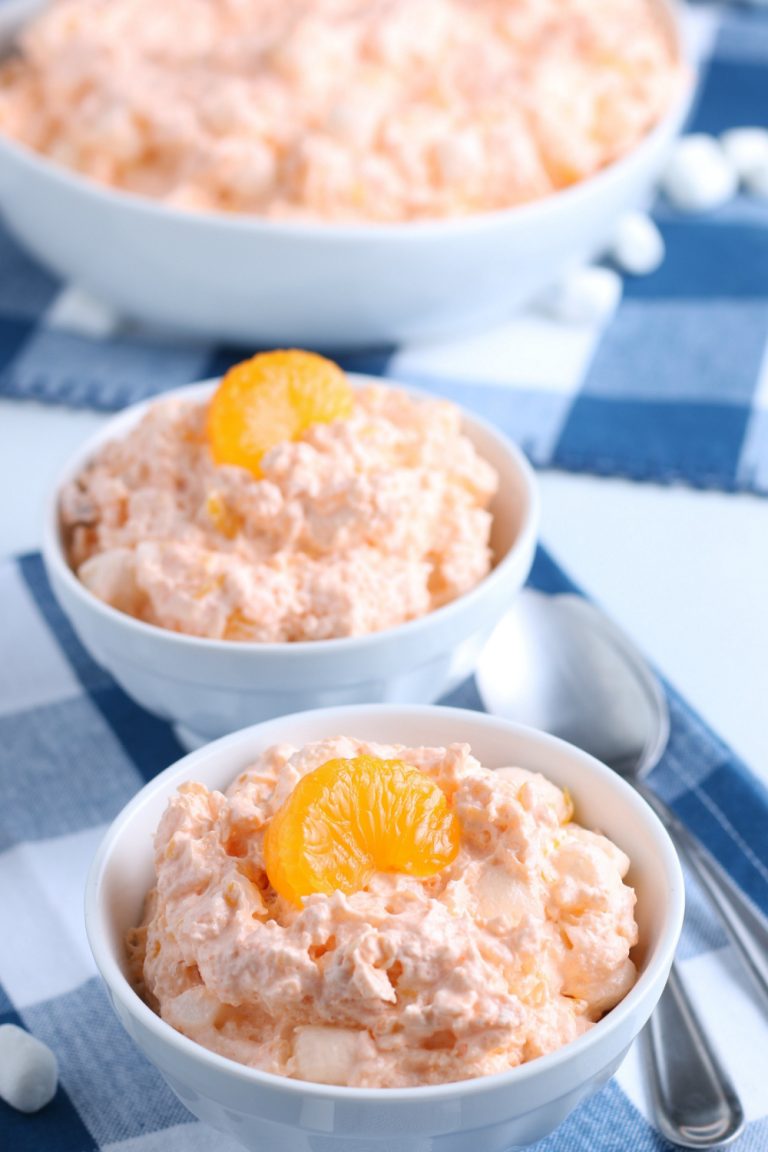 Classic Orange Jello Salad Recipe in a couple bowls