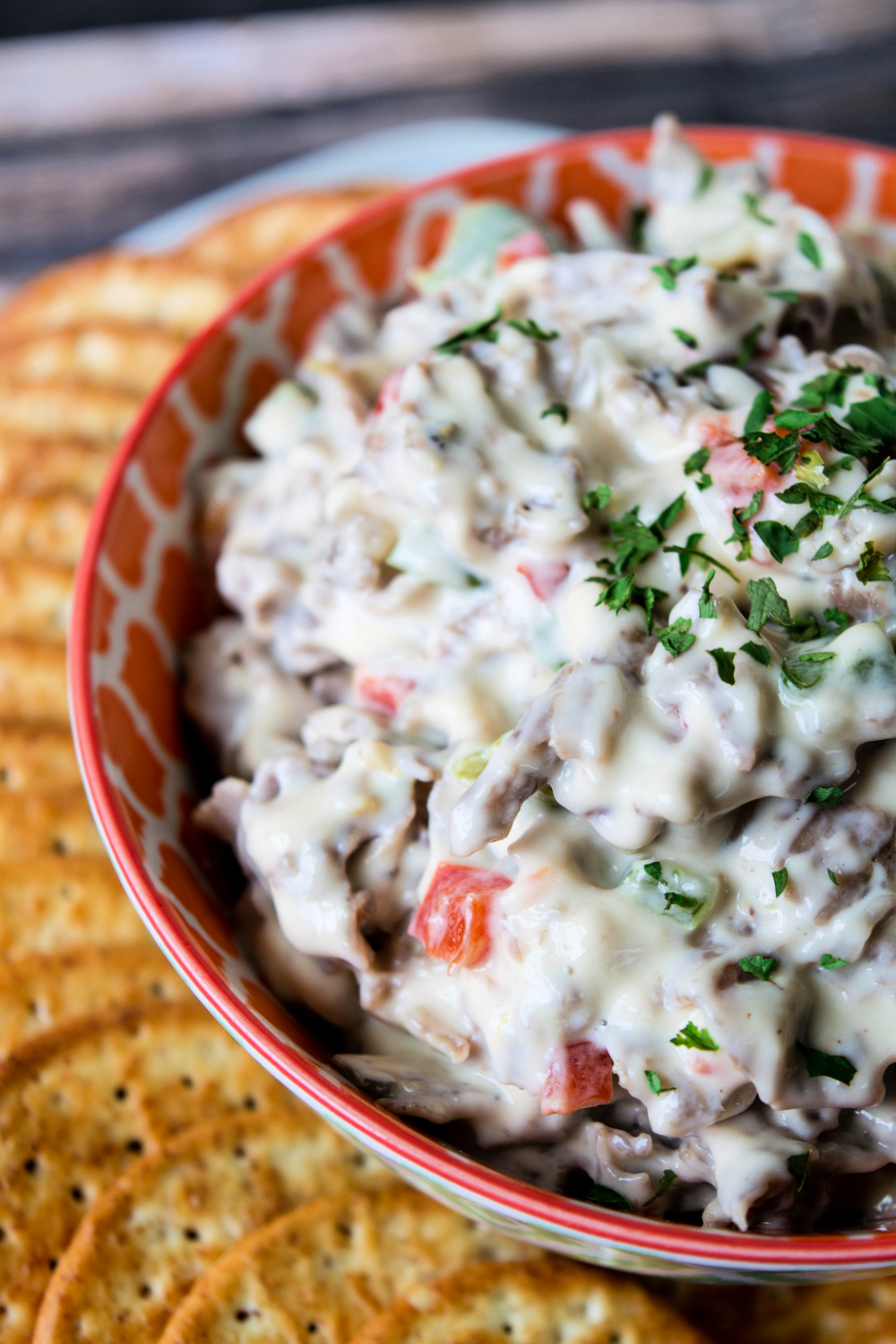 Philly Cheesesteak Dip in a bowl