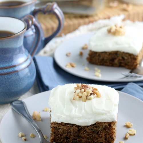 Zucchini Cake With Cream Cheese Frosting on plates