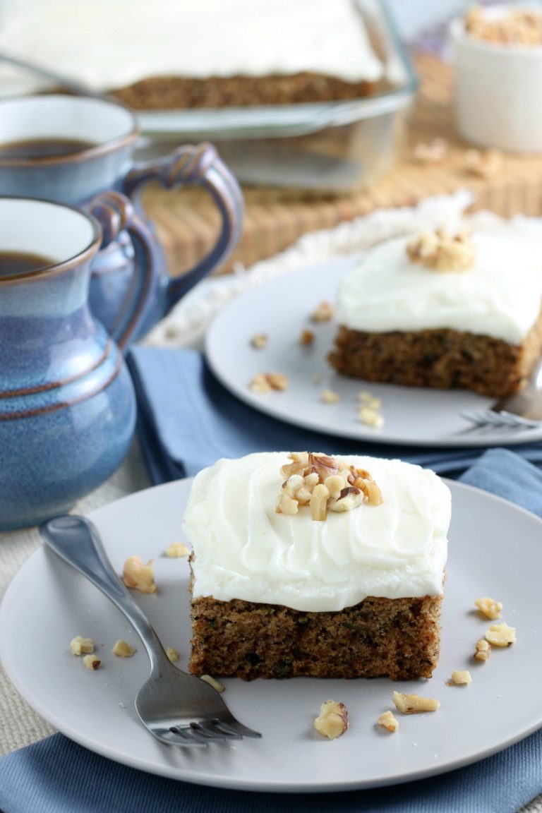 Zucchini Cake With Cream Cheese Frosting on plates
