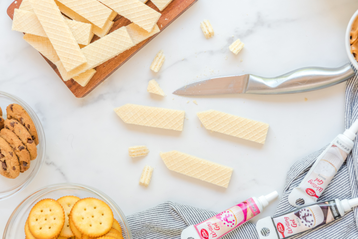 cutting top corner tips off of wafer cookies