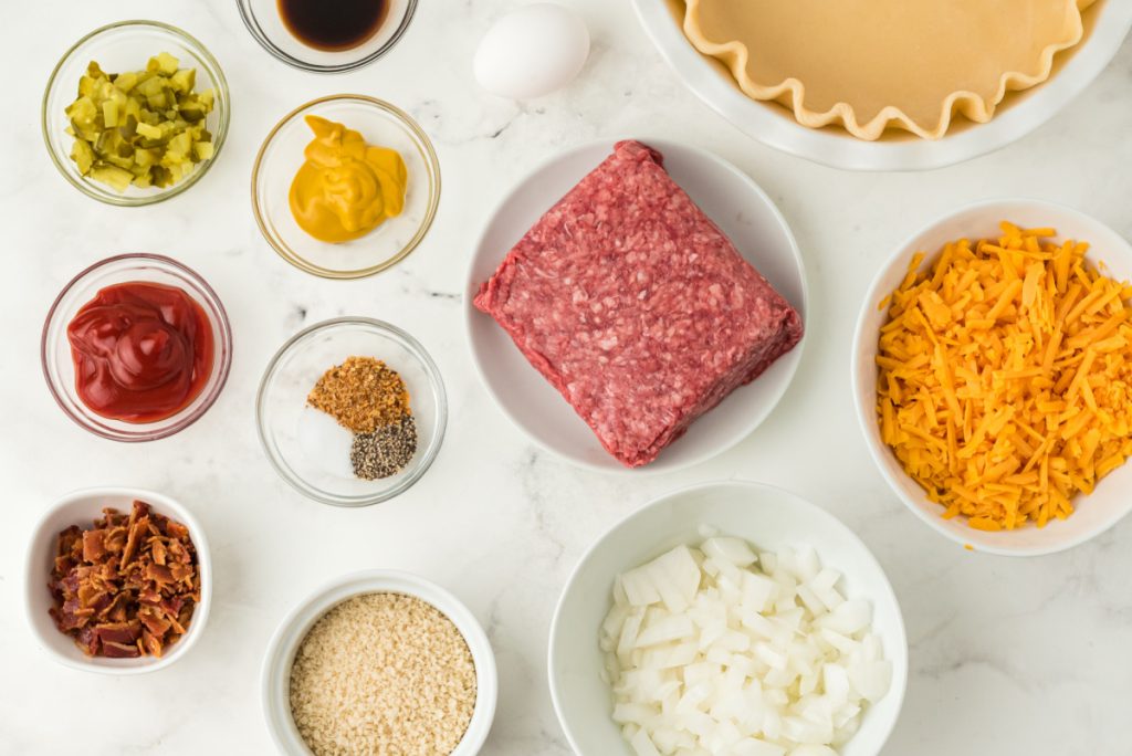 ingredients for bacon cheeseburger pie