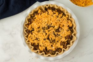 egg cheese mixture added to top of beef
