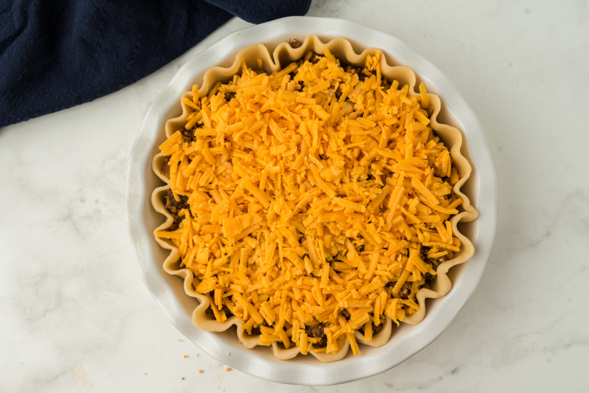 shredded cheese added to top of casserole