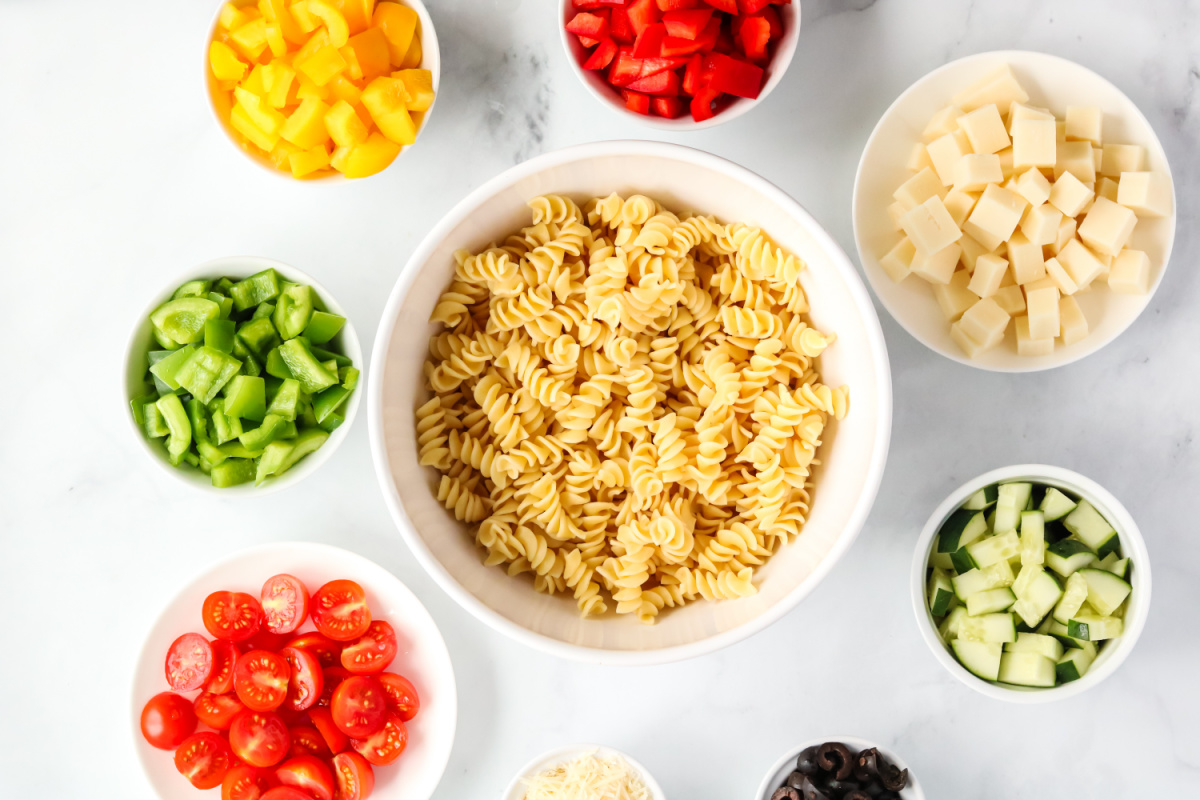 ingredients for Classic Italian Pasta Salad