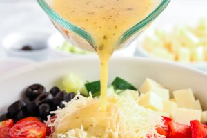 dressing added to Classic Italian Pasta Salad