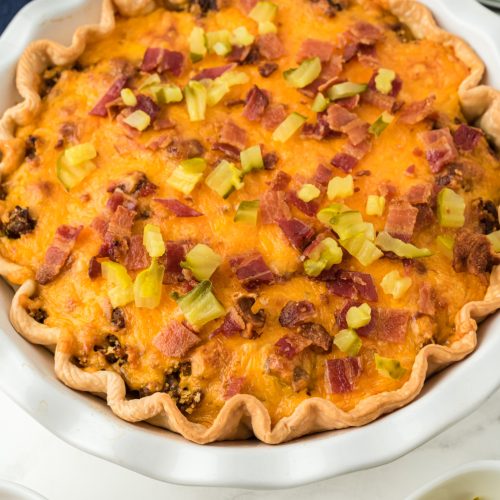 Easy Bacon Cheeseburger Pie om a baking pan