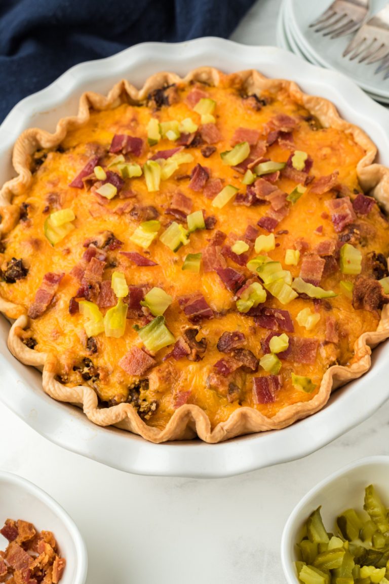 Easy Bacon Cheeseburger Pie om a baking pan