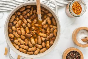 boiled peanuts in a pot