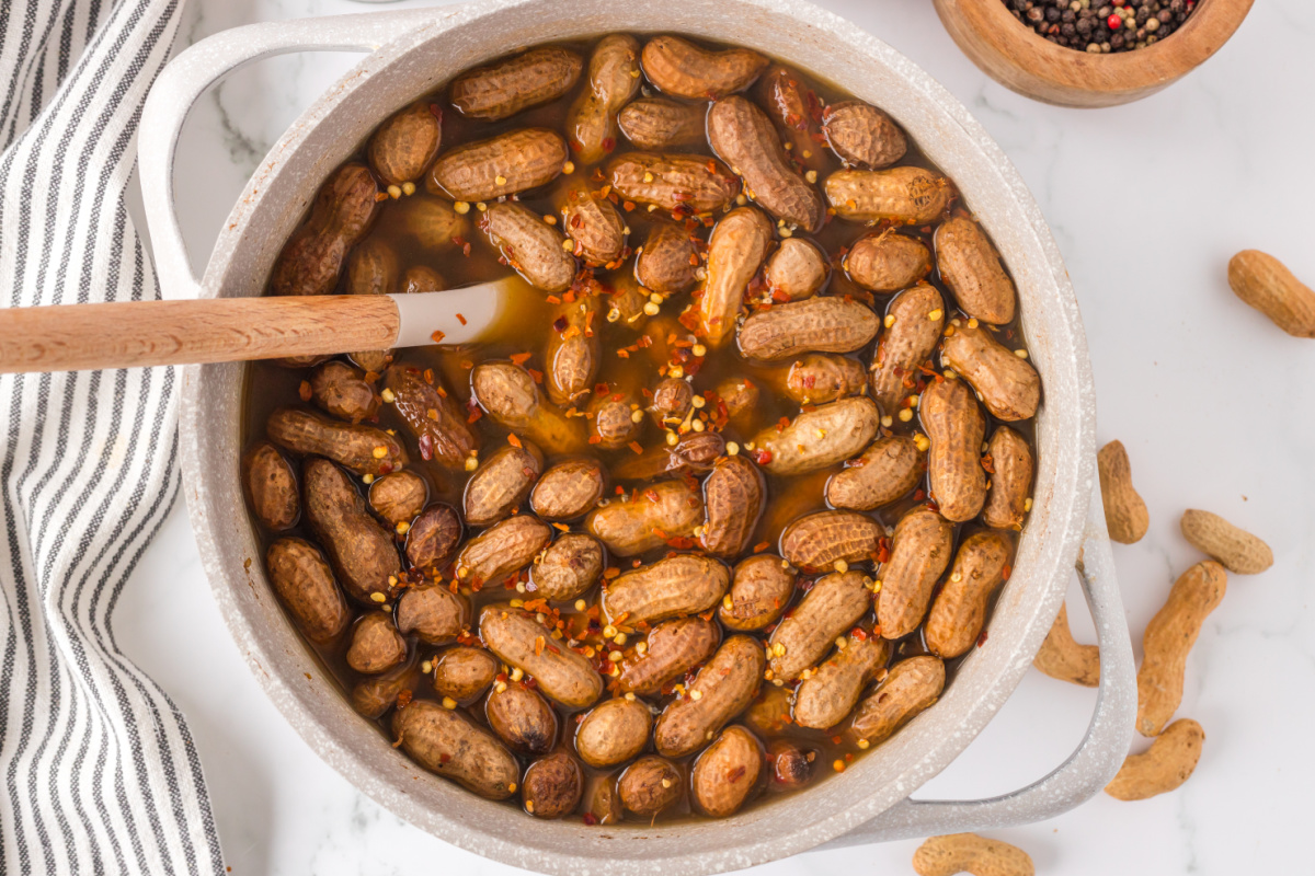 boiled peanuts in a pot