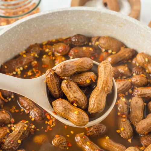 Cajun Boiled Peanuts in a pot