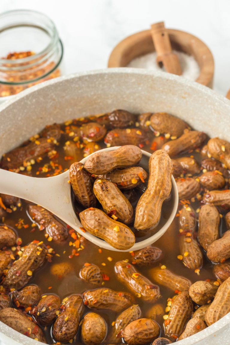 Cajun Boiled Peanuts in a pot