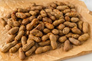cajun boiled peanuts on parchment paper