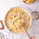 Chicken Alfredo Soup in a pot