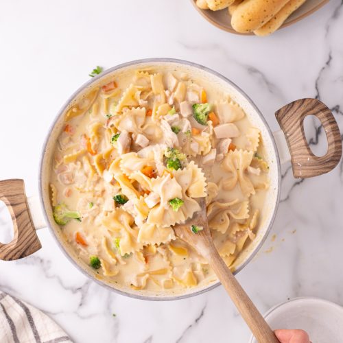 Chicken Alfredo Soup in a pot