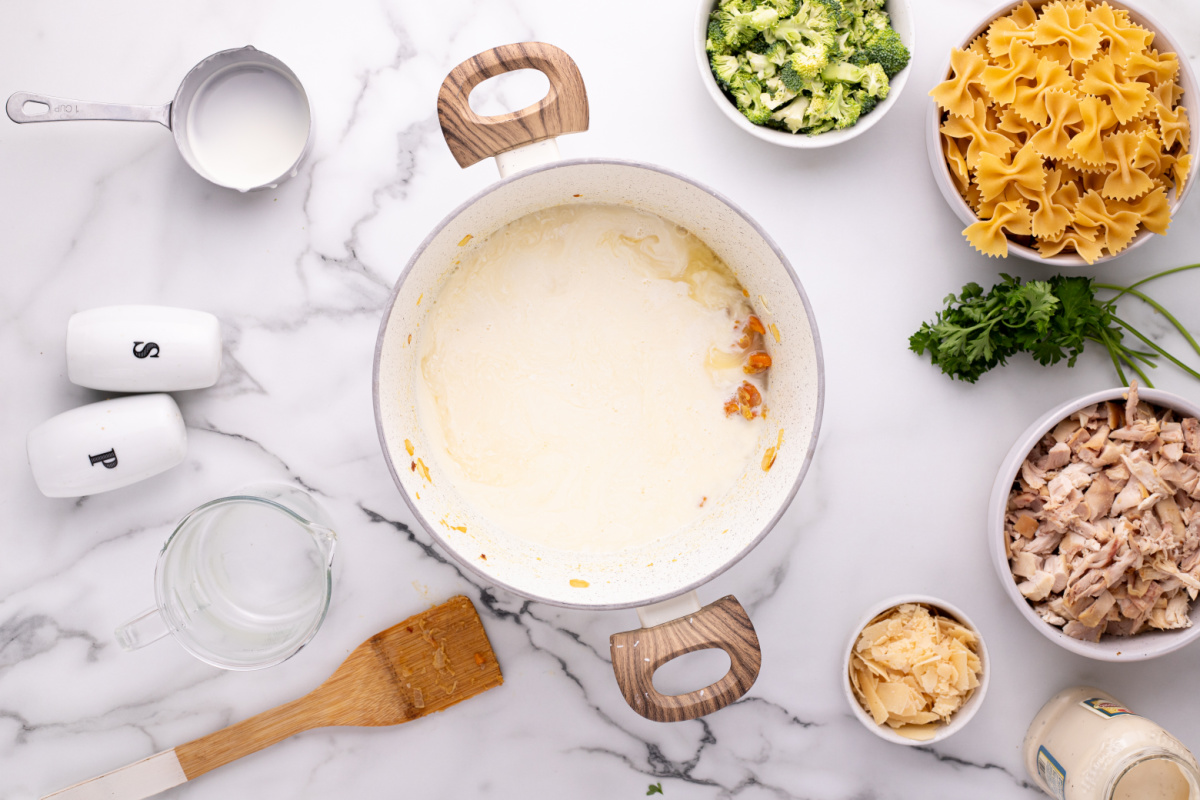 cream added to pot