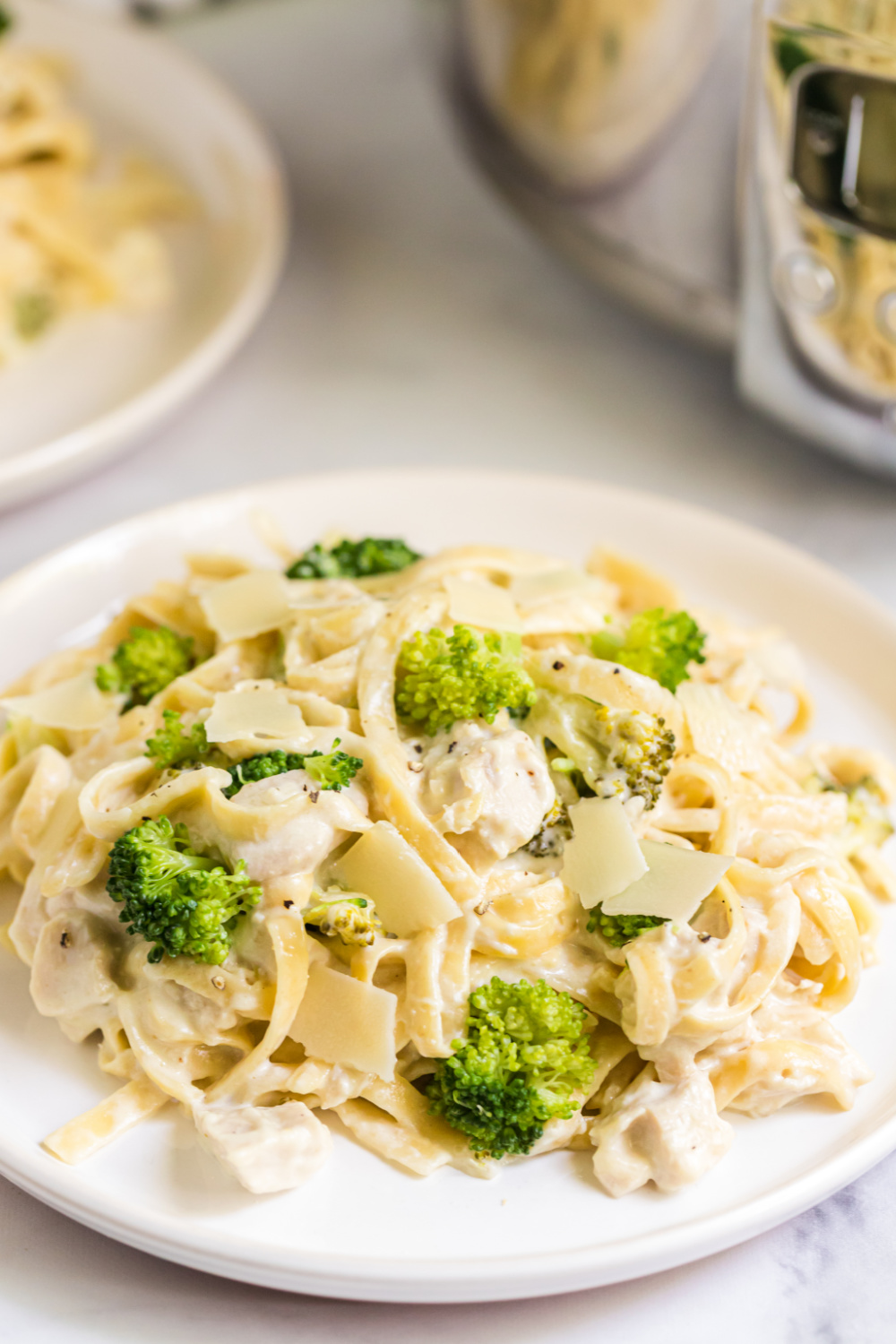 Slow Cooker Chicken Alfredo on a plate