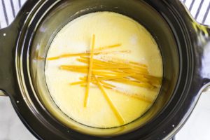 pasta added to slow cooker