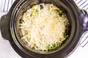 shredded cheese added to slow cooker