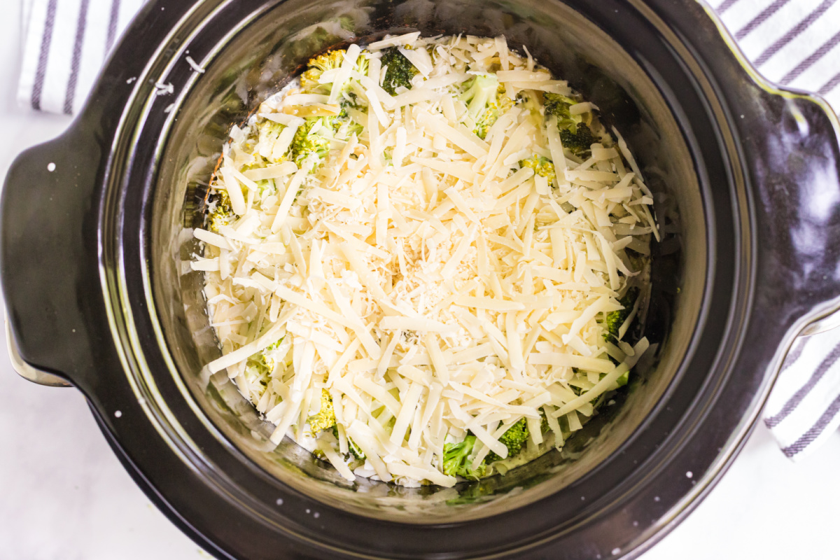 shredded cheese added to slow cooker