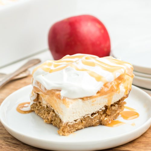 Caramel Apple Lush Cake on a plate