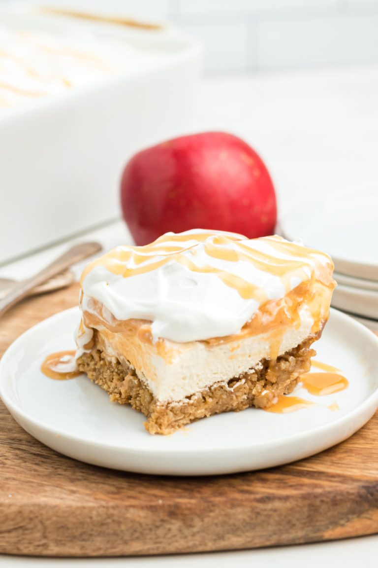 Caramel Apple Lush Cake on a plate