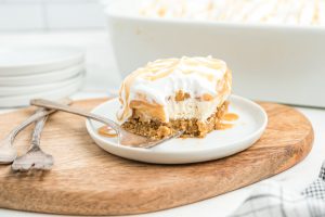 Caramel Apple Lush Cake on a plate