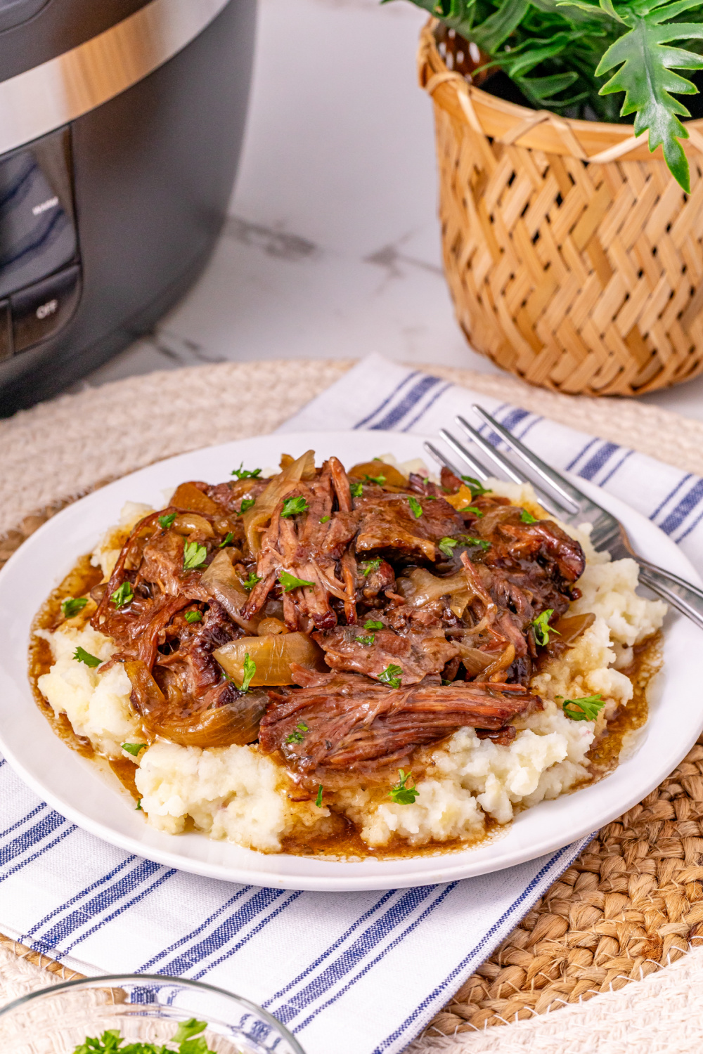 Slow Cooker French Onion Pot Roast on a plate