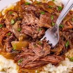 Slow Cooker French Onion Pot Roast on a plate