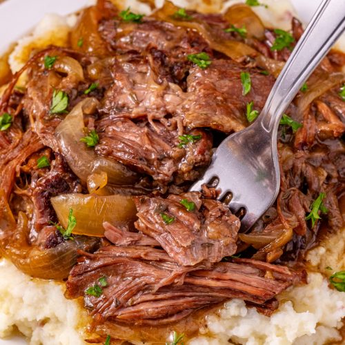 Slow Cooker French Onion Pot Roast on a plate