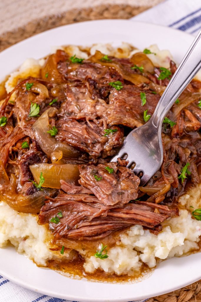 Slow Cooker French Onion Pot Roast on a plate