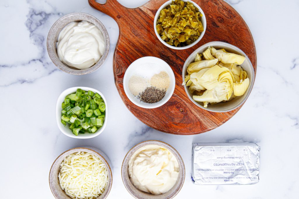 ingredients for Artichoke Jalapeno Dip