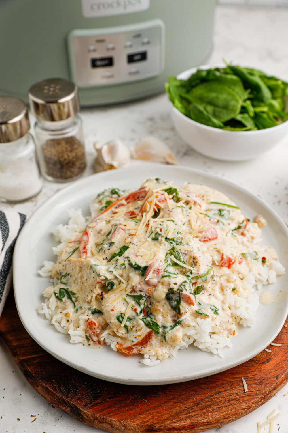 Slow Cooker Creamy Tuscan Chicken on a plate