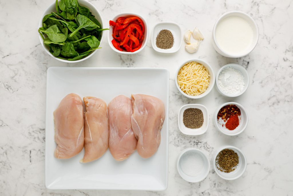 ingredients for Slow Cooker Creamy Tuscan Chicken