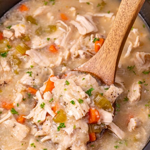 Slow Cooker Turkey Rice Soup in crockpot