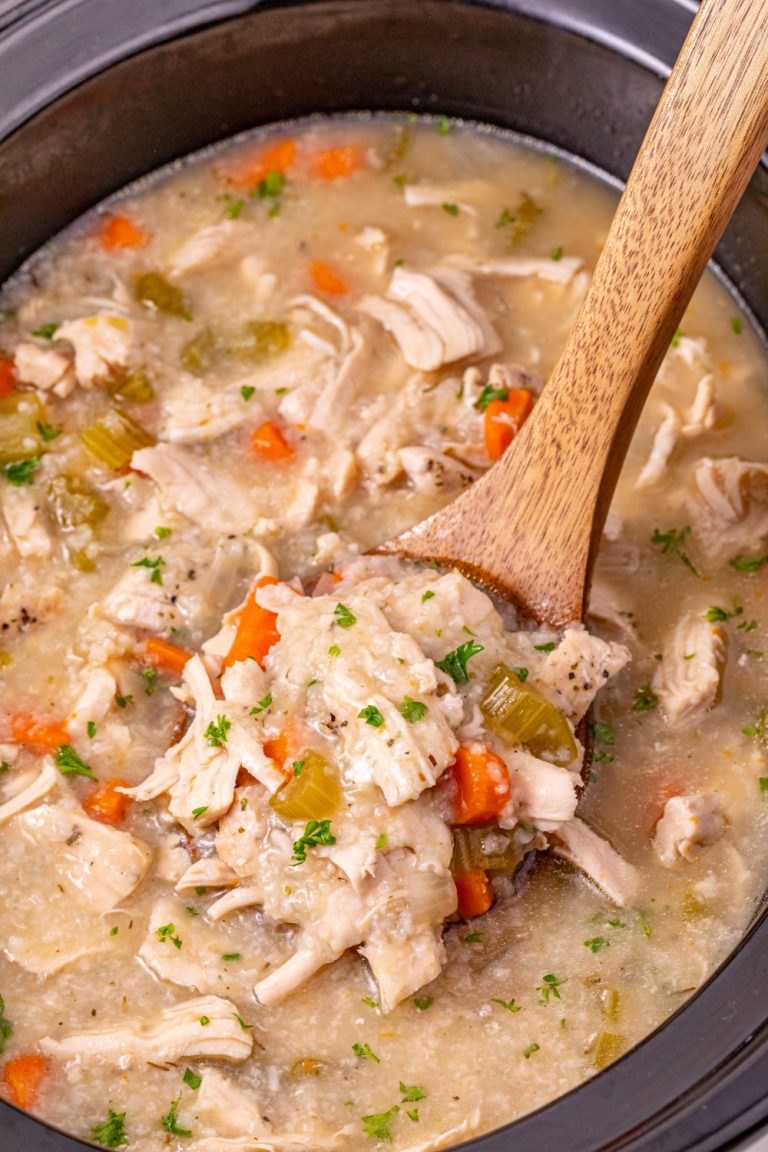 Slow Cooker Turkey Rice Soup in crockpot