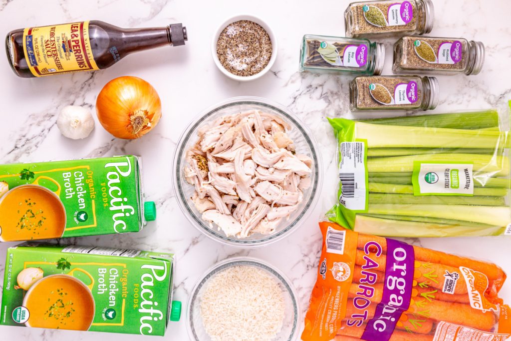 ingredients for Slow Cooker Turkey Rice Soup